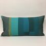 Combed Striped Cushion, Teal, Turquoise + Olive, thumbnail 1 of 5