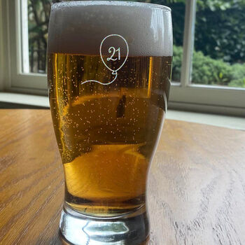 Personalised 21st Birthday Gift Balloon Pint Glass, 9 of 10