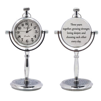 Personalised 3rd Anniversary Silver Colour Desk Clock, 3 of 12