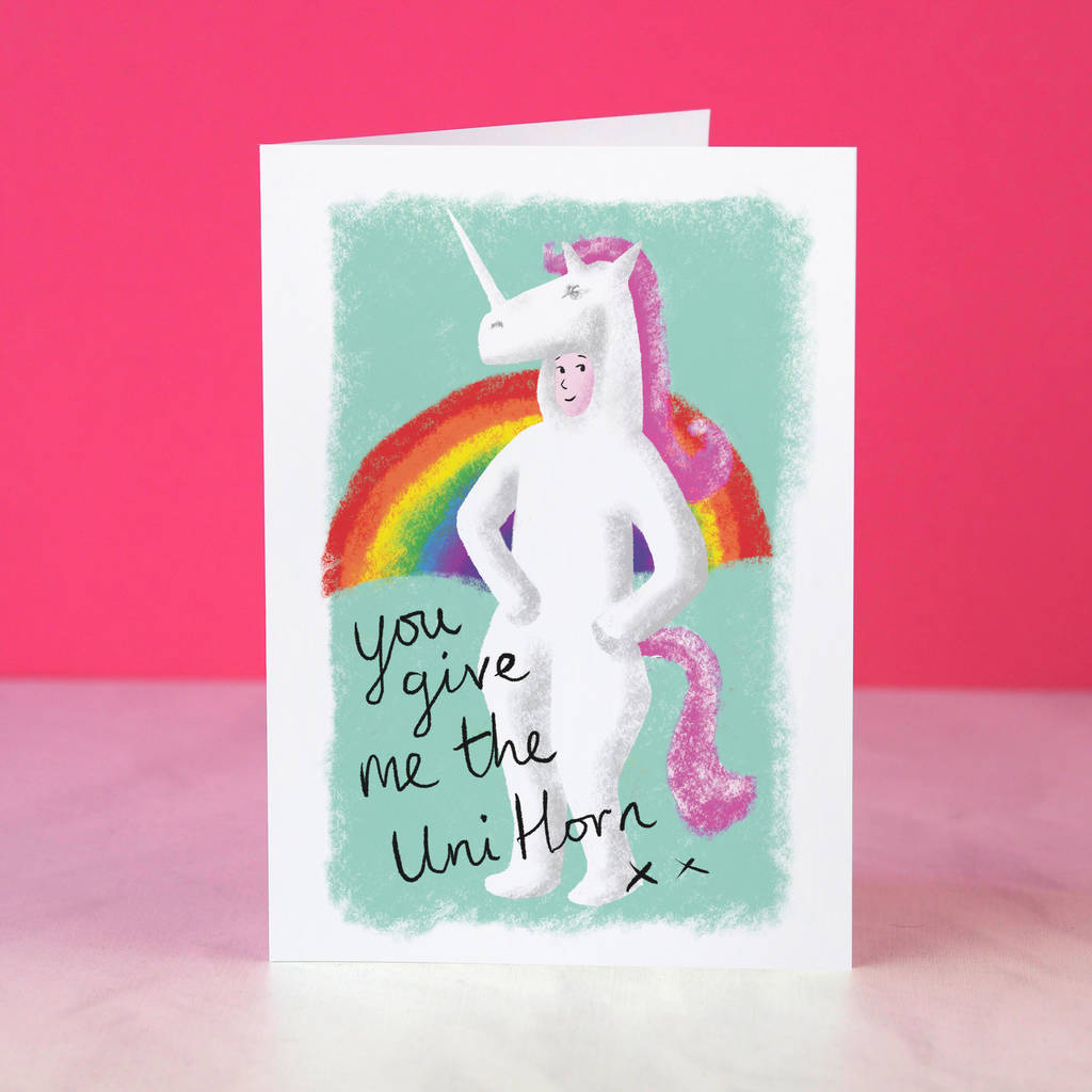 unicorn funny valentine or anniversary cardso close