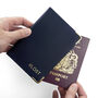 Personalised Navy Leather Passport Cover, thumbnail 7 of 8