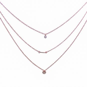 Three Line Necklace Rose Or Gold Plated 925 Silver, 4 of 7