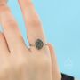 Sterling Silver Large Oval Cabochon Moss Agate Classic Single Stone Engagement Ring, thumbnail 7 of 12