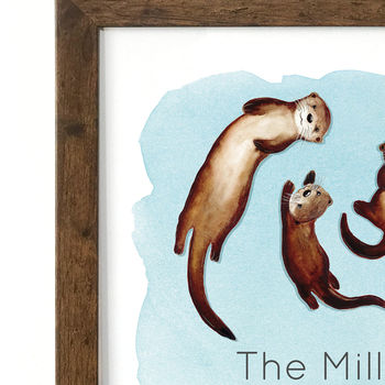 Personalised Family Portrait Otters Print, 7 of 9
