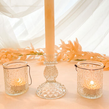 Pressed Glass Candlestick Two Sizes, 7 of 9