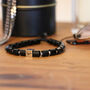 Men's Pheasant Bead Adjustable Black Agate Bracelet, thumbnail 1 of 4