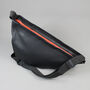 Black Leather Crossbody Sling Bag With Orange Zip, thumbnail 5 of 8