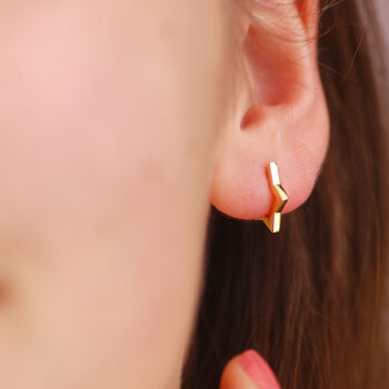 18ct Gold Star Huggie Earrings, 2 of 7