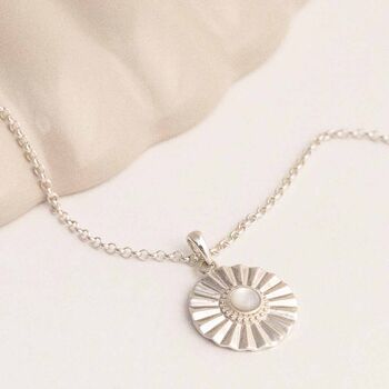 Sterling Silver Mother Of Pearl Sun Disc Necklace, 3 of 6