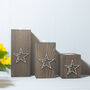 Trio Of Wooden Tea Light Holders Raised Star Design, thumbnail 2 of 11