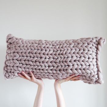 Oblong Chunky Knit Panel Cushion, 4 of 7