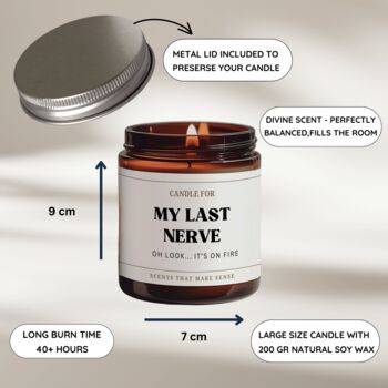 My Last Nerve Candle Friendship Gift Funny Candle, 3 of 8