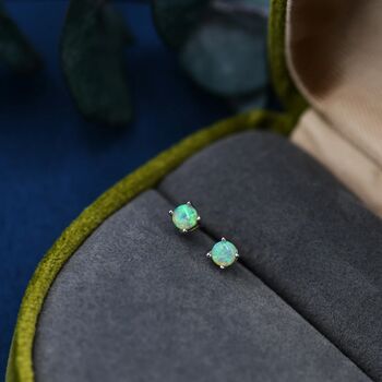 Green Opal Stud Earrings In Sterling Silver, 6 of 12