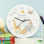 Personalised Safari Animals Wooden Nursery Clock, thumbnail 2 of 4