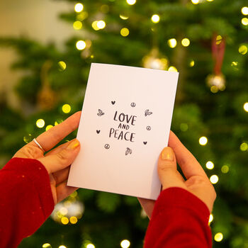 'Love And Peace' Christmas Greeting Card, 2 of 2