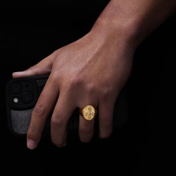 Gold Plated Chunky Cross Ring For Men Steel Signet Ring, 6 of 9