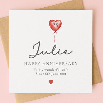 Personalised Balloon Anniversary Card For Husband Or Wife, 2 of 8
