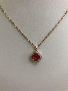 Red Clover Pendant Necklace, 5 of 6
