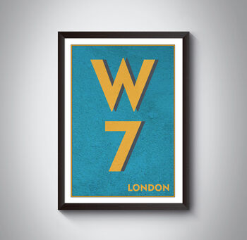 W7 Hanwell, Ealing London Postcode Typography Print, 6 of 11