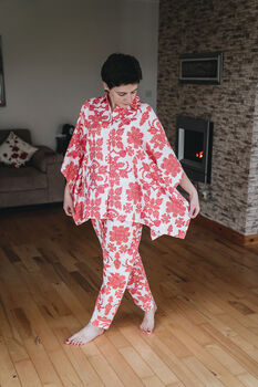 Pink Kaftan Style Block Printed Pyjamas, 5 of 6