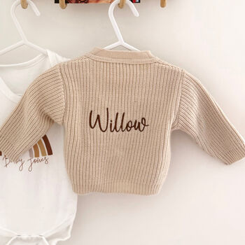 Personalised Taupe Knitted Cardigan, 5 of 11