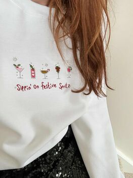 Festive Spritz Embroidered Christmas Jumper, 3 of 5