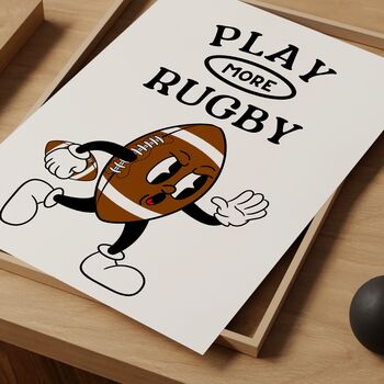 Play More Rugby Retro Print, 6 of 8