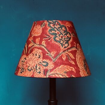 Red Floral Block Print Tapered Lampshade, 2 of 3