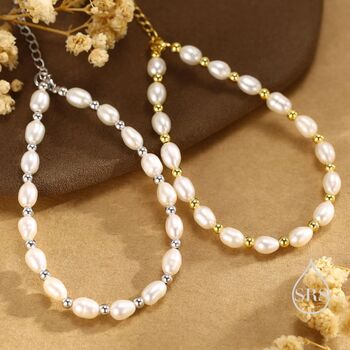 Freshwater Pearl Beaded Bracelet In Sterling Silver, 8 of 12