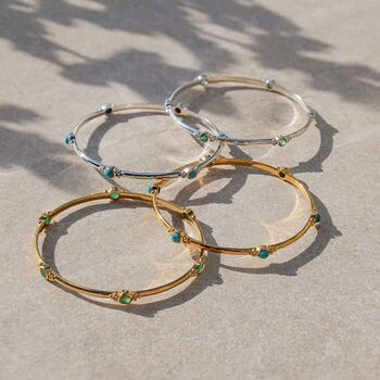 Holi Jewel Turquoise Bangle In Silver Or Gold Plated, 8 of 12