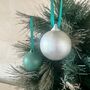 Green And Silver Christmas Baubles Set Of Six, thumbnail 6 of 7