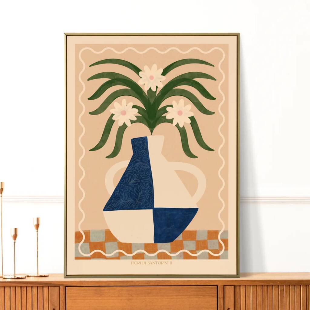 Floral Vase Bohemian Botanical Art Print, Flower Poster, 1 of 3