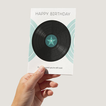 Turquoise Vinyl For The Record Happy Birthday Card, 3 of 4