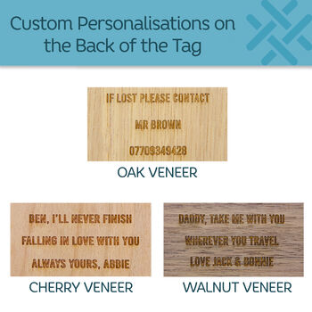 Personalised Wooden Veneer Laser Engraved Luggage Tag, 12 of 12