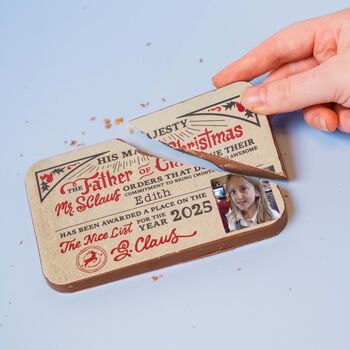 Official 'Nice List Pass' Personalised Christmas Chocolate Bar, 2 of 8