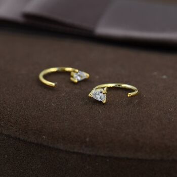 Cz Droplet Huggie Hoop Earrings In Sterling Silver Two, 5 of 11