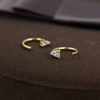 Cz Droplet Huggie Hoop Earrings In Sterling Silver Two, 5 of 12