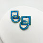 Blue Statement Interlocking Geometric Earrings, thumbnail 4 of 9