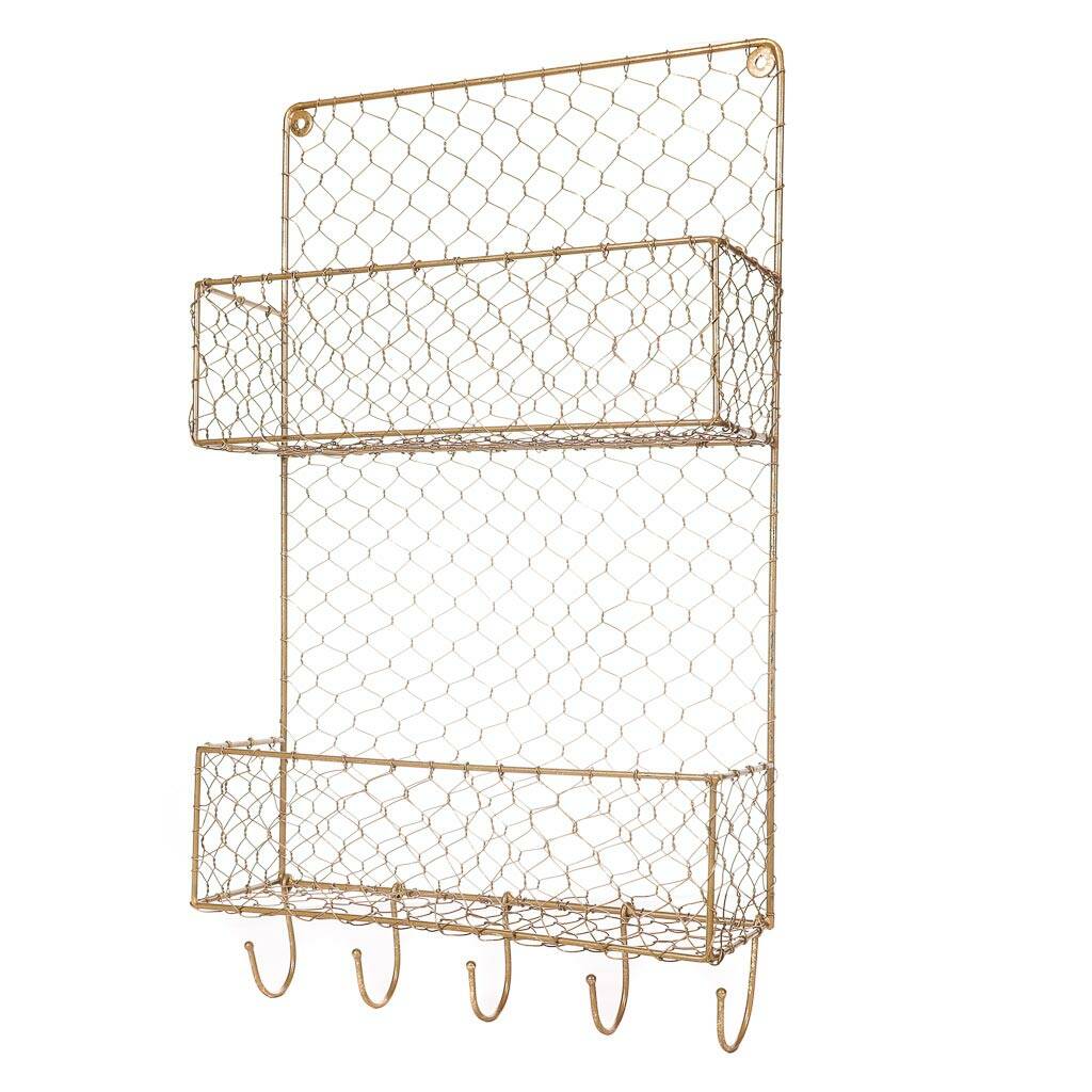 Gold Wire Storage Rack With Hooks By Dibor