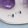 Marquise Sapphire Blue Cz Huggie Hoops, thumbnail 1 of 12