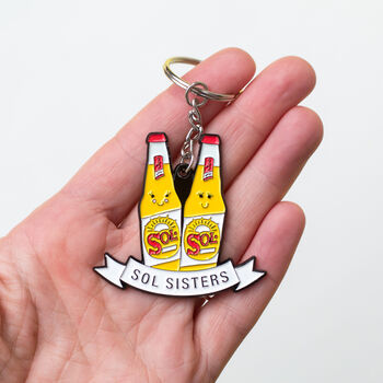 'Sol Sisters' Funny Beer Friendship Keyring, 4 of 7