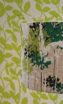 Botanical Screen Printed Lampshade. Green And White, 2 of 4