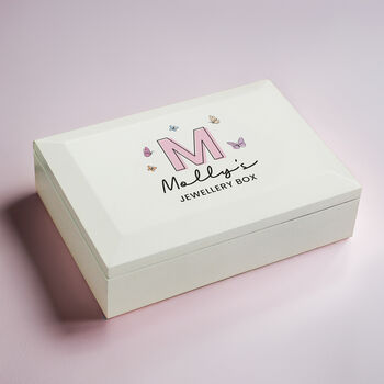 Personalised Butterfly Initial Wooden Jewellery Box, 2 of 6