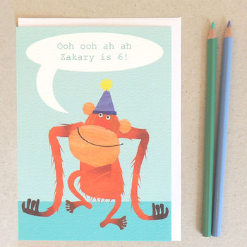Personalised Bubble Orangutan Card, 2 of 4