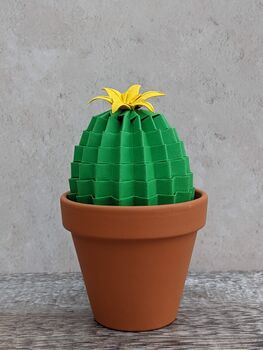Origami Paper Cactus Plant With Flower, 4 of 7