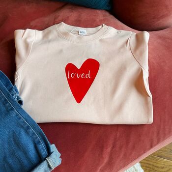 Personalised 'Loved' Long Sleeved Baby T Shirt, 7 of 8