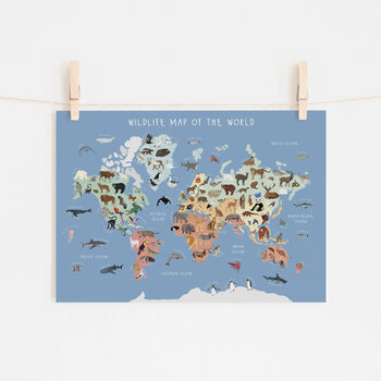 Wildlife Map Of The World Print, 2 of 5