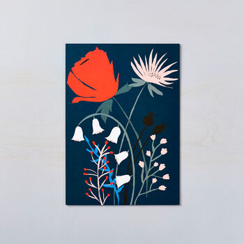 Red Flower On Blue Art Print A4, 2 of 2