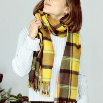 Personalised Check Hand Twist Fringe Scarf, 2 of 7