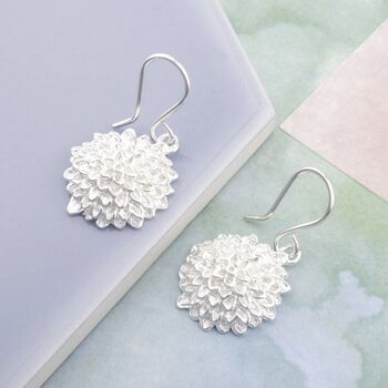 Sunflower Sterling Silver Drop Earrings, 2 of 8